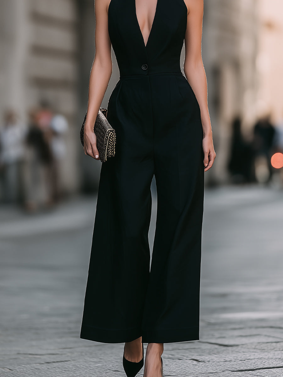 Dames Oversized Jumpsuit – Met Halter, Geschikt voor Casual en Zomergebruik