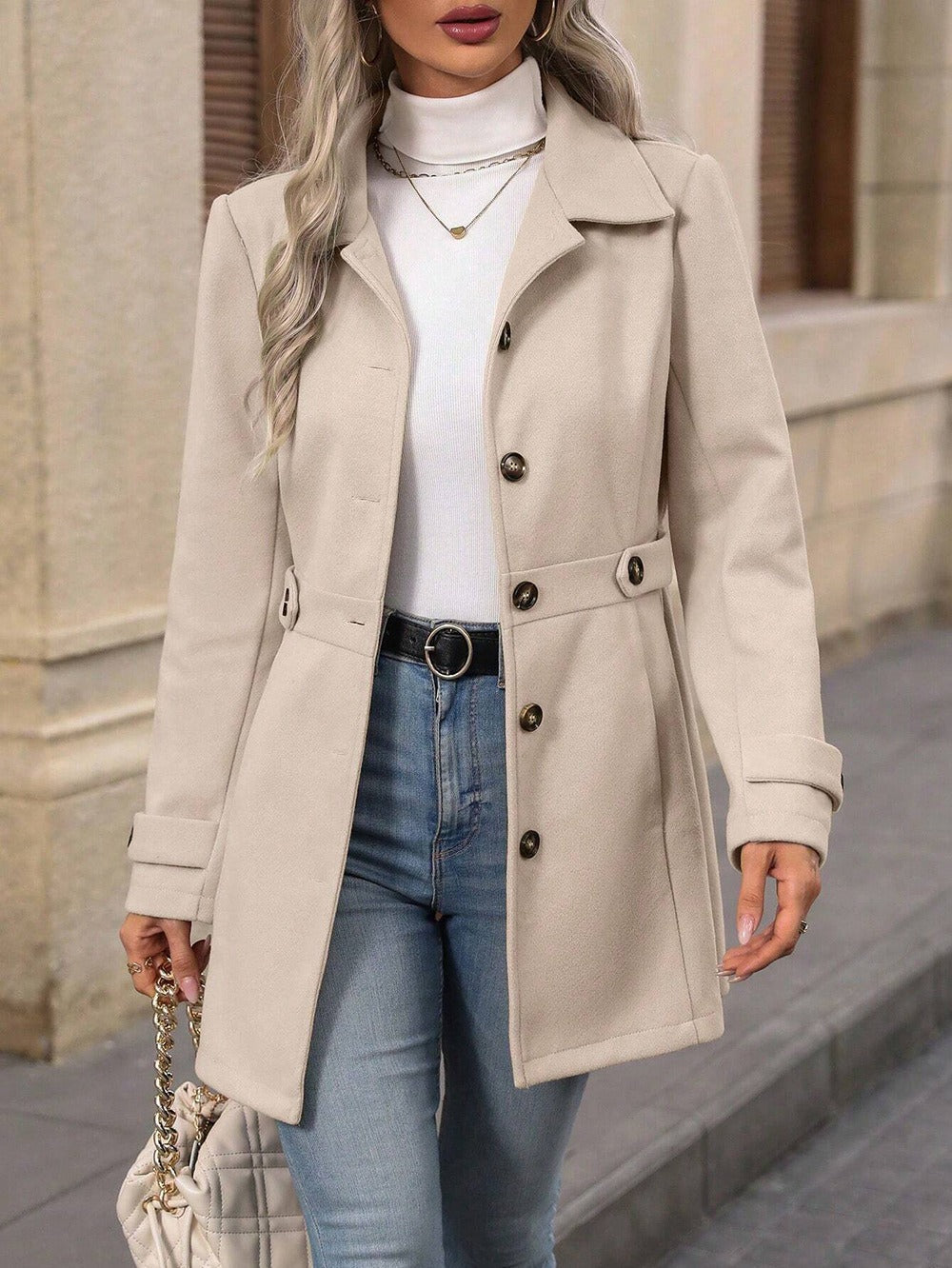 Dames Trenchcoat Getailleerd Model met Ceintuur - Tussenseizoensjas
