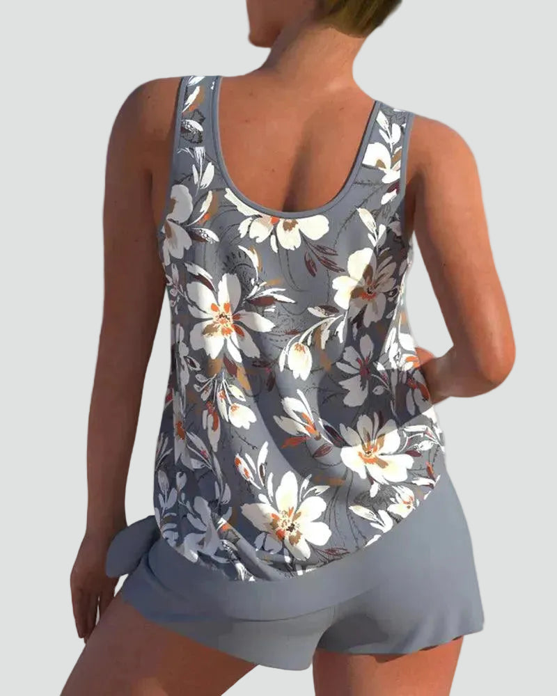Dames Tankini Set met Bloemenprint - Vormgevend Model