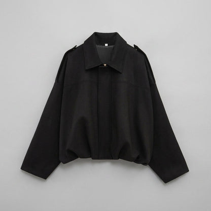 Ancona Suede Jacket — Black, flat lay front