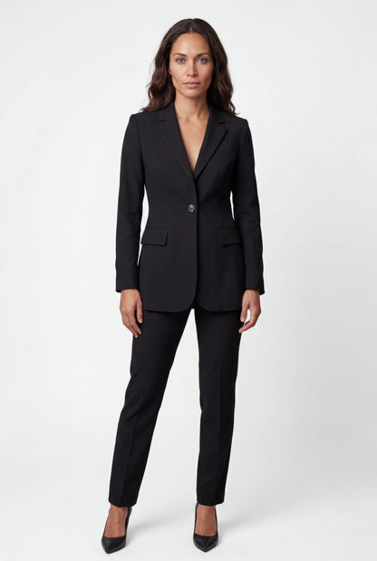 Black Fitted Single-breasted Blazer with Classic Lapel - Blazers - Photo 24