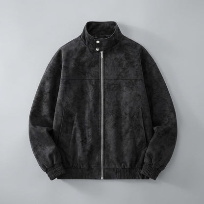 Orta Faux-Suede Jacket — Black, front flat lay