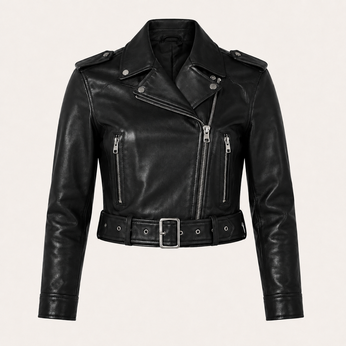 Dames Cropped Bikerjack – Kort Getailleerd, Casual Tussenjas voor Lente en Herfst