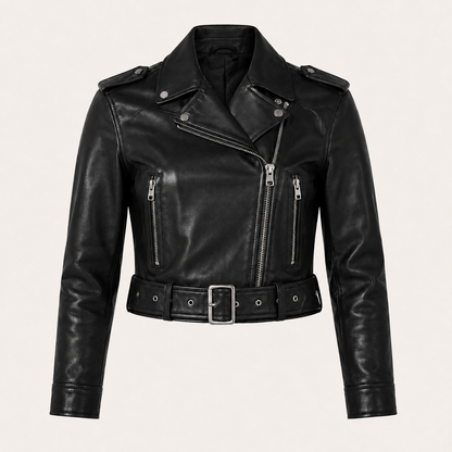 Dames Cropped Bikerjack – Kort Getailleerd, Casual Tussenjas voor Lente en Herfst