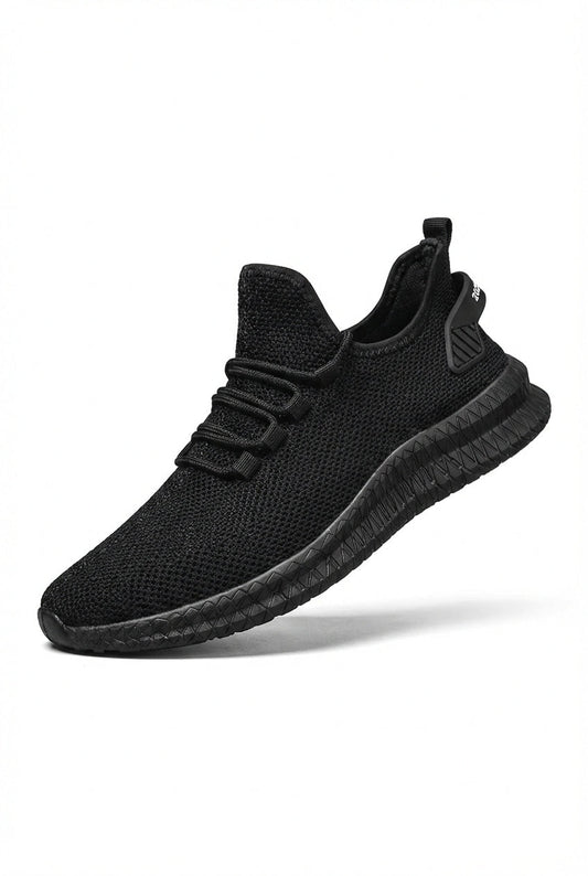 Black Women's Breathable Chunky Sole Lightweight Lace-Up Sneakers - Casual shoes - Photo 1