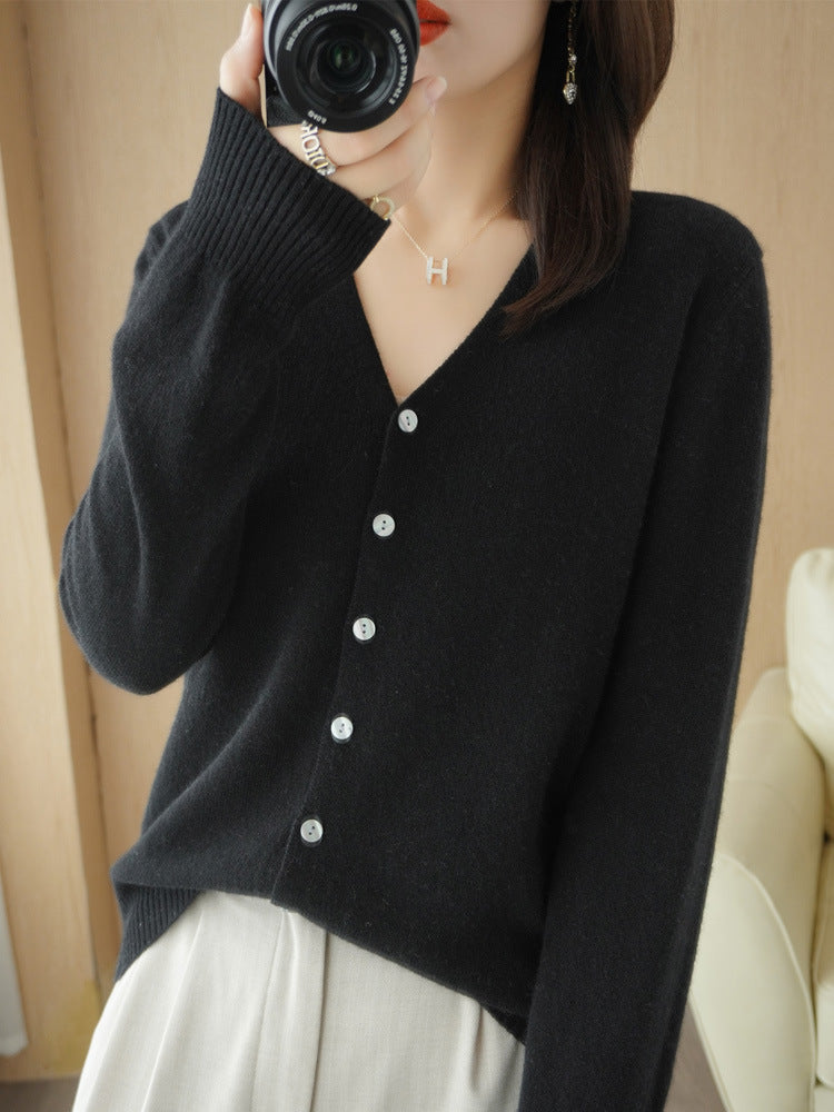 Dames Warme V-hals Gebreide Vest – Casual voor Herfst en Winter