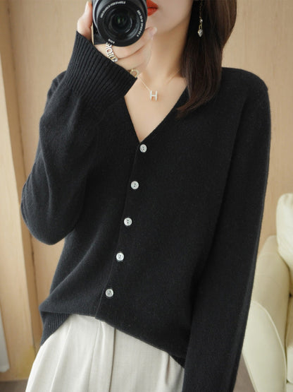 Dames Warme V-hals Gebreide Vest – Casual voor Herfst en Winter