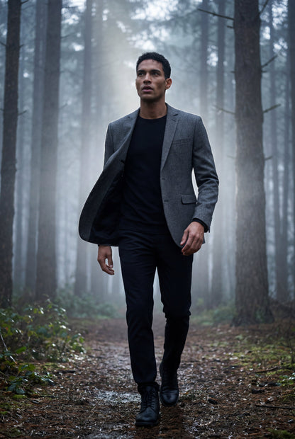 Gray Slim Tailored Single-breasted Formal Blazer - Formal blazers - Photo 4