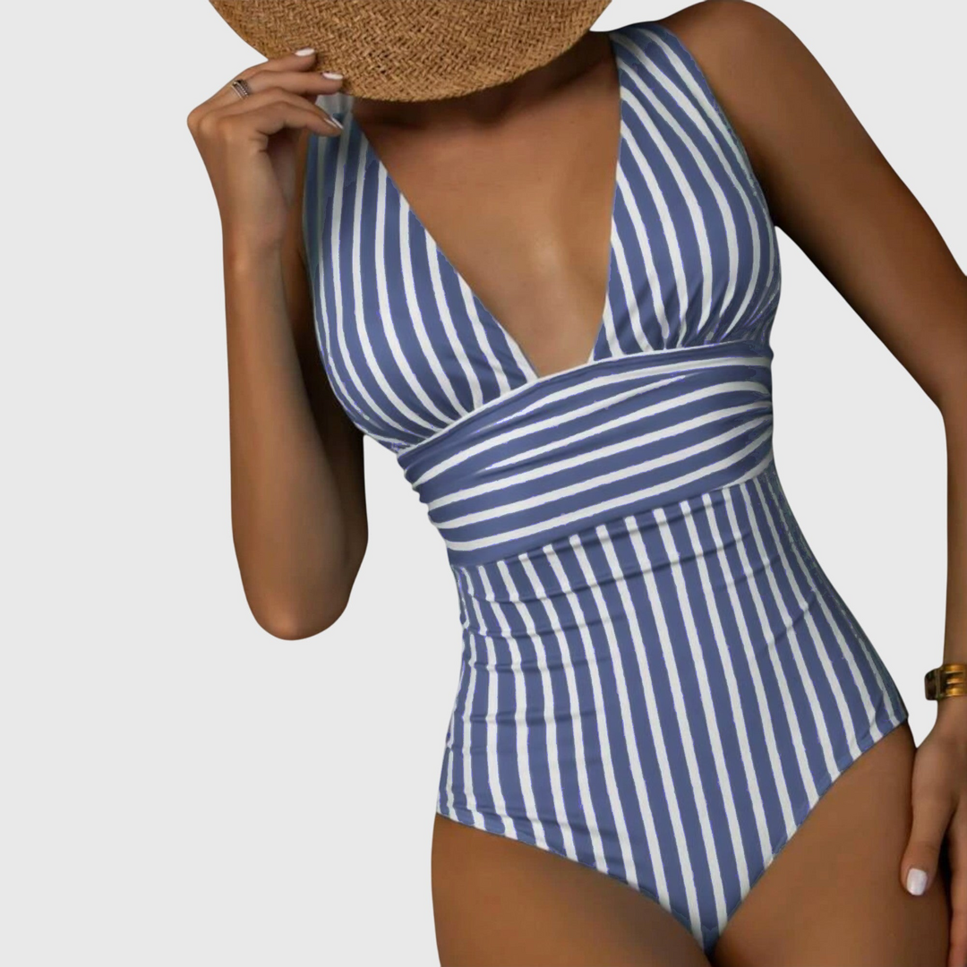 Dames Getailleerd Badpak – V-hals, Geschikt voor Zomer en Strandgebruik