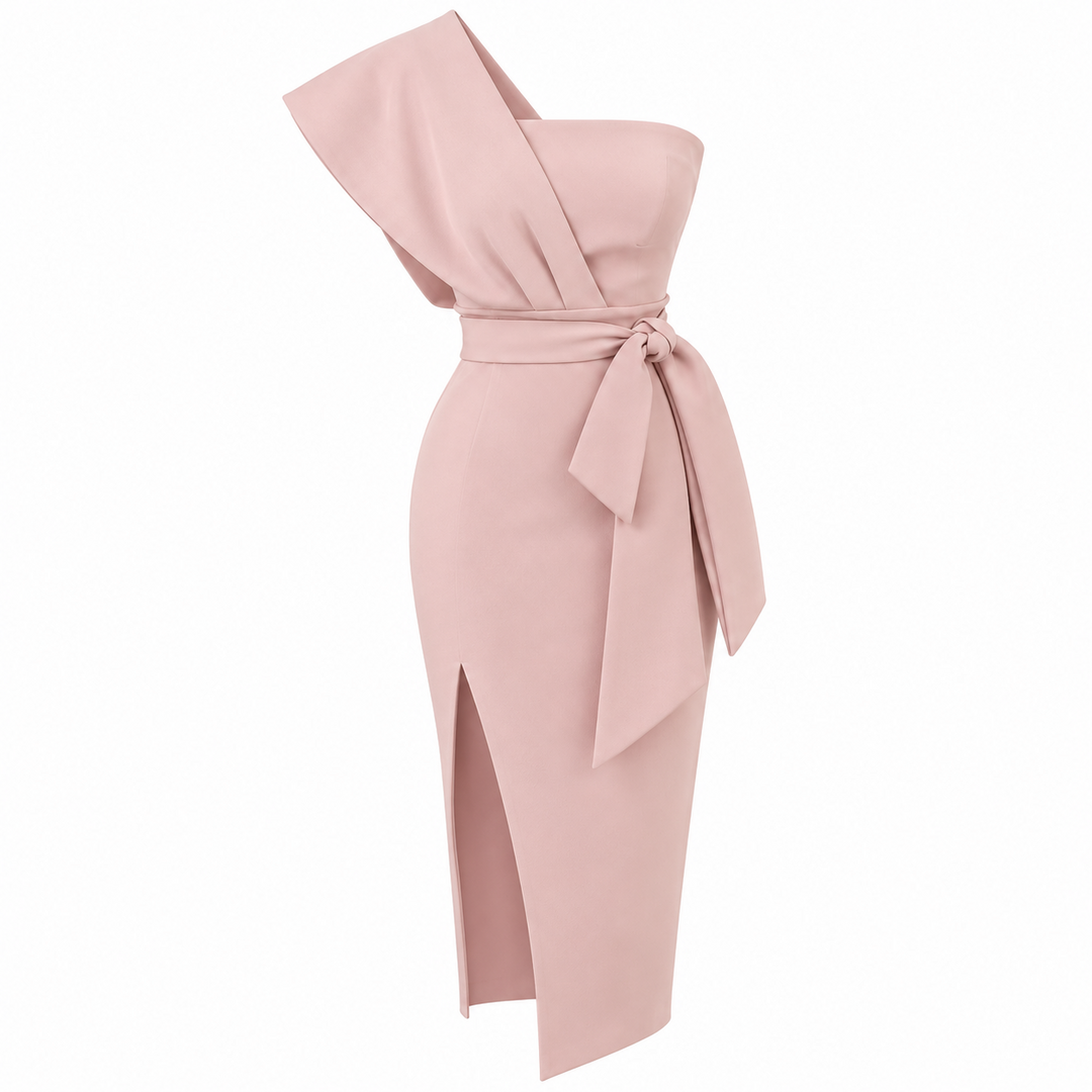Dames One-Shoulder Wikkeljurk – Getailleerd, Avondkleding, Geschikt voor Feestjes