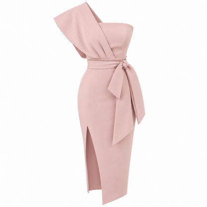 Dames One-Shoulder Wikkeljurk – Getailleerd, Avondkleding, Geschikt voor Feestjes