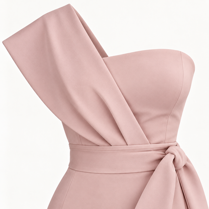 Dames One-Shoulder Wikkeljurk – Getailleerd, Avondkleding, Geschikt voor Feestjes