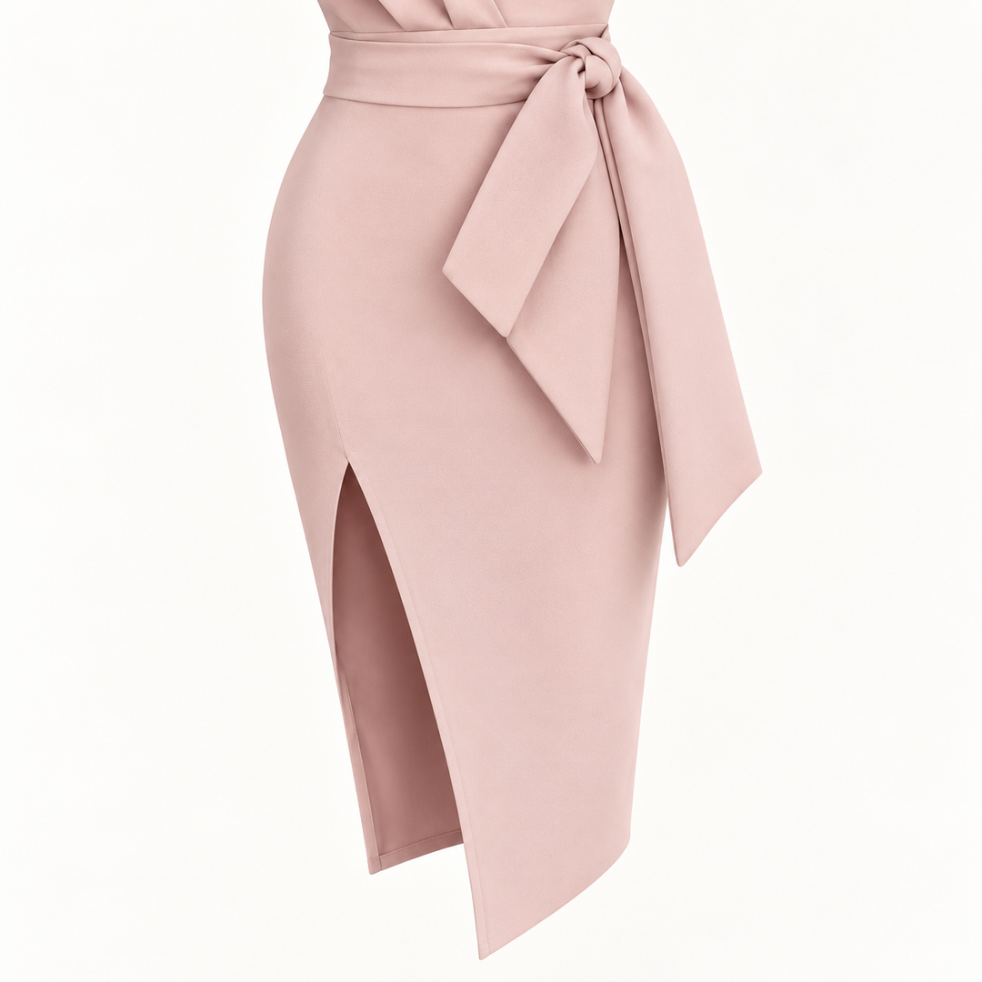 Dames One-Shoulder Wikkeljurk – Getailleerd, Avondkleding, Geschikt voor Feestjes