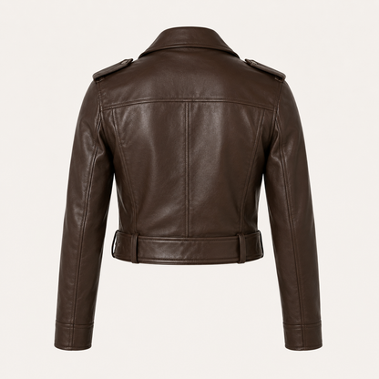 Dames Cropped Bikerjack – Kort Getailleerd, Casual Tussenjas voor Lente en Herfst
