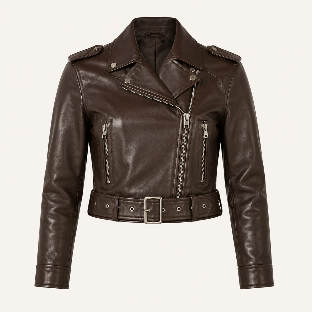 Dames Cropped Bikerjack – Kort Getailleerd, Casual Tussenjas voor Lente en Herfst