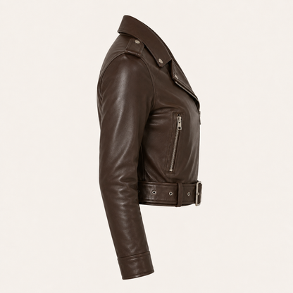 Dames Cropped Bikerjack – Kort Getailleerd, Casual Tussenjas voor Lente en Herfst