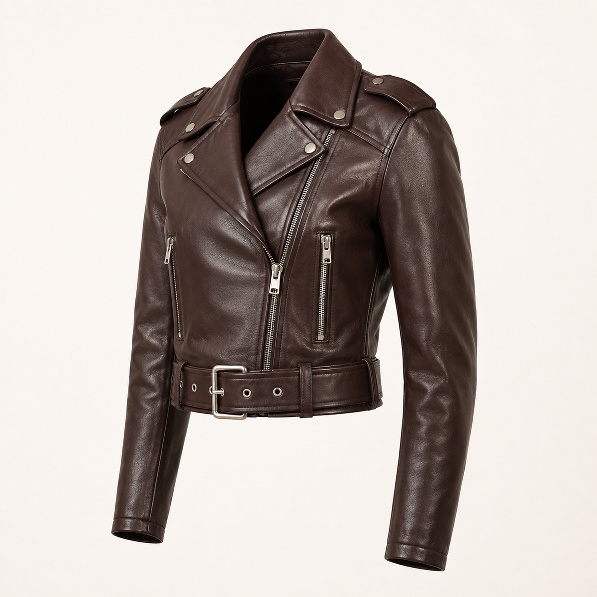 Dames Cropped Bikerjack – Kort Getailleerd, Casual Tussenjas voor Lente en Herfst