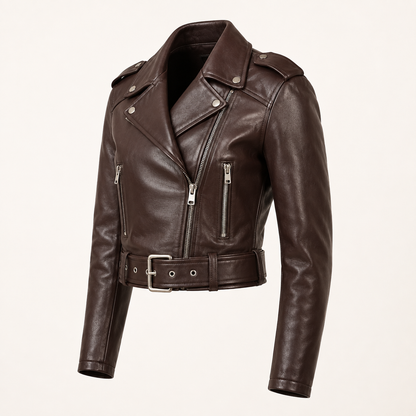 Dames Cropped Bikerjack – Kort Getailleerd, Casual Tussenjas voor Lente en Herfst