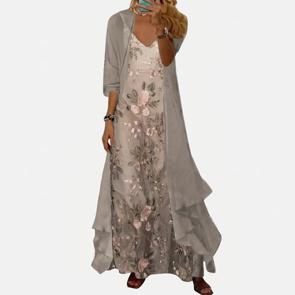 Iselin Embroidered Floral Two Piece Maxi Dress Set_2