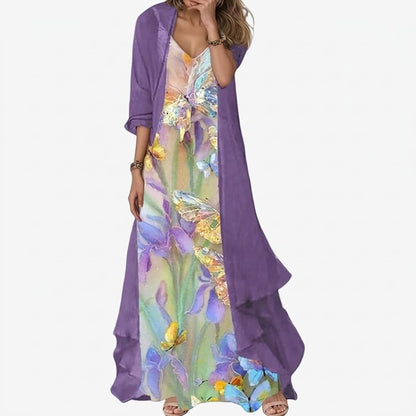 Iselin Embroidered Floral Two Piece Maxi Dress Set_4
