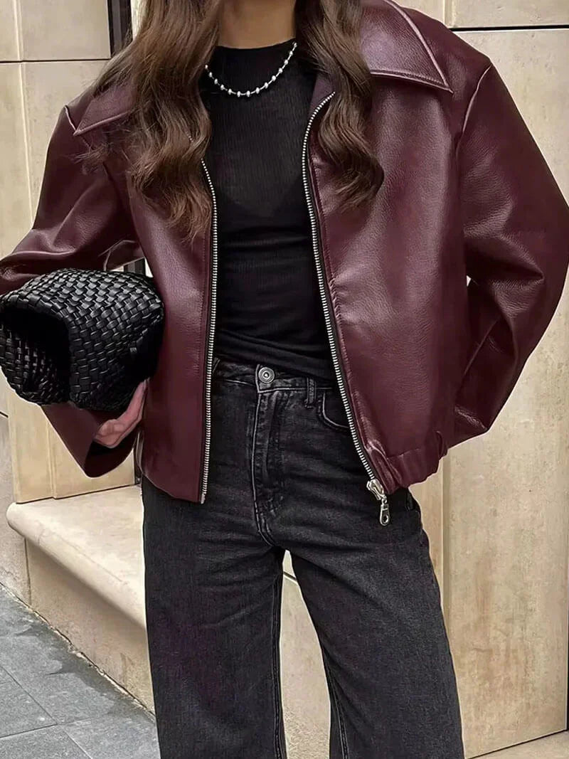Romy - Stijlvolle Burgundy Leren Damesjas