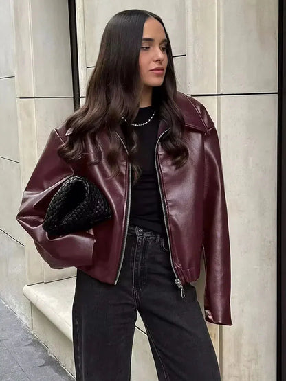 Romy - Stijlvolle Burgundy Leren Damesjas