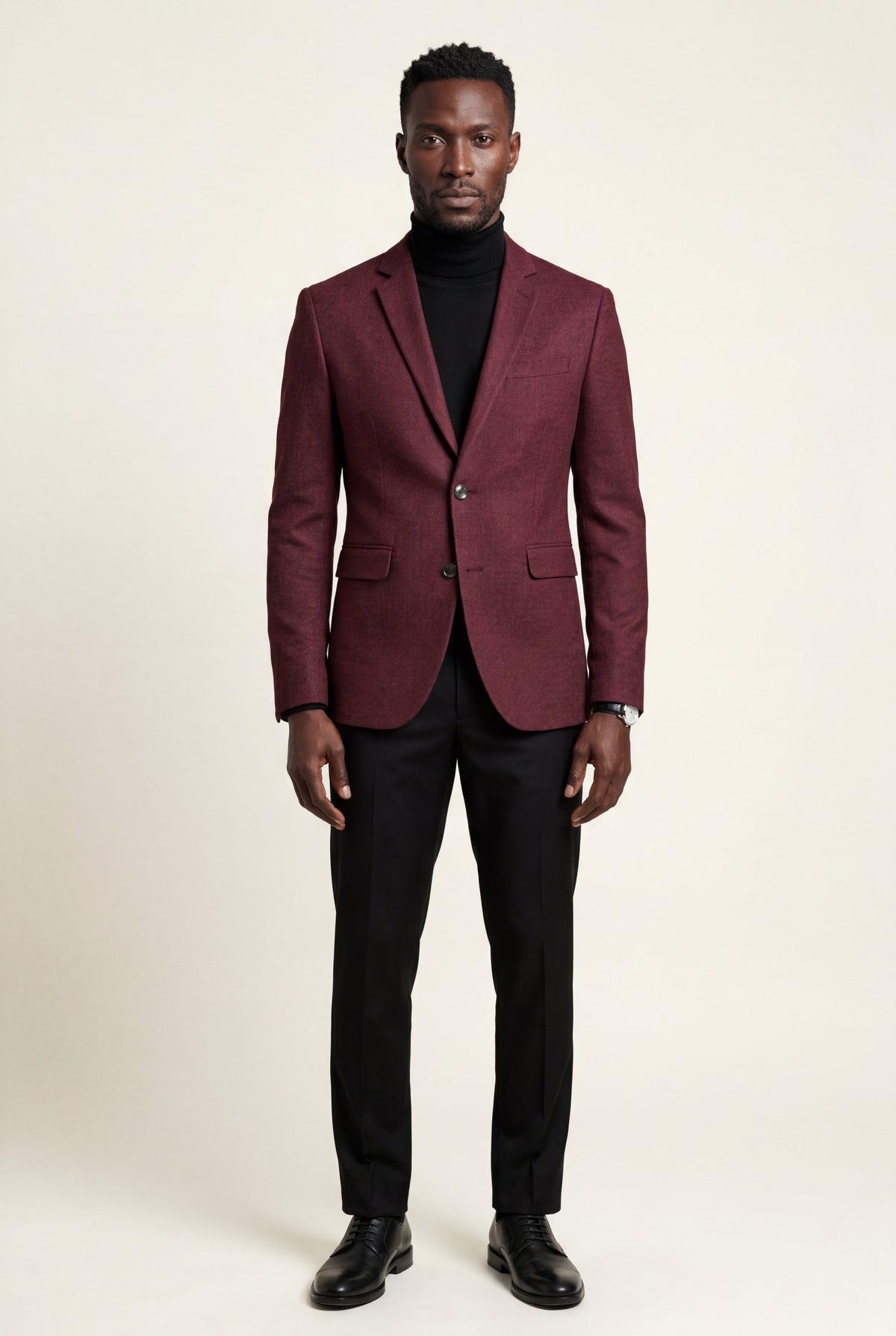 Burgundy Slim Tailored Single-breasted Formal Blazer - Formal blazers - Photo 3