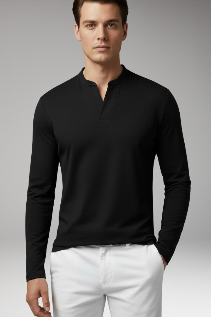 Heren V-Hals Shirt Zonder Knopen met Korte Mouwen