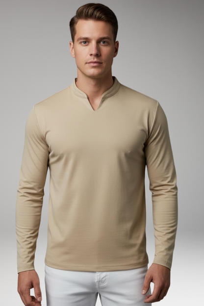 Heren V-Hals Shirt Zonder Knopen met Korte Mouwen