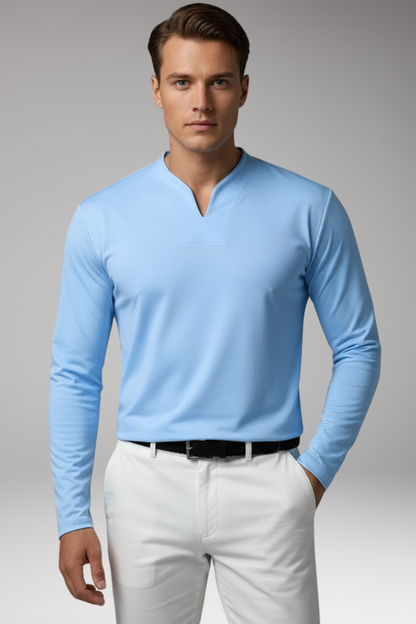 Heren V-Hals Shirt Zonder Knopen met Korte Mouwen