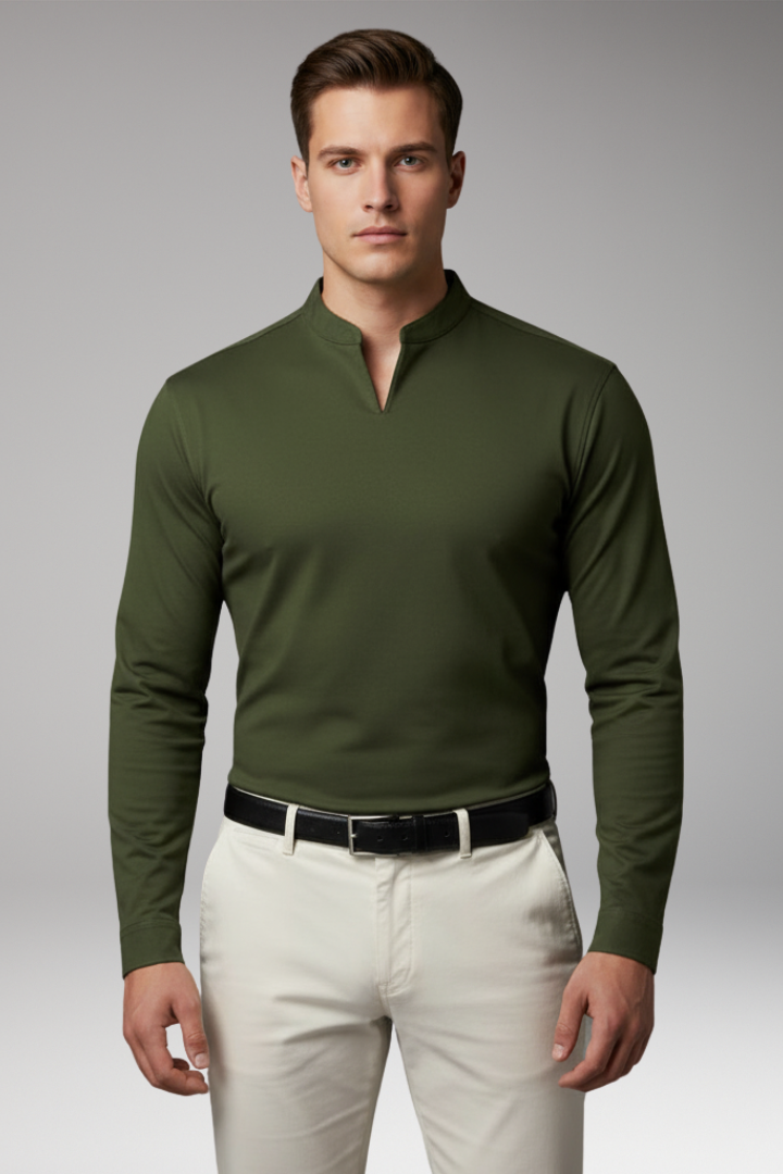 Heren V-Hals Shirt Zonder Knopen met Korte Mouwen