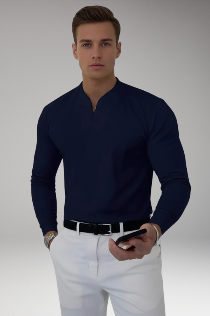 Heren V-Hals Shirt Zonder Knopen met Korte Mouwen