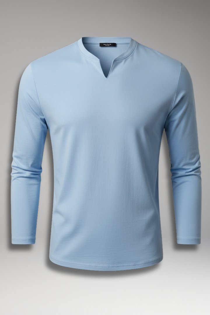 Heren V-Hals Shirt Zonder Knopen met Korte Mouwen