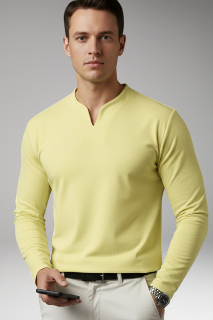 Heren V-Hals Shirt Zonder Knopen met Korte Mouwen