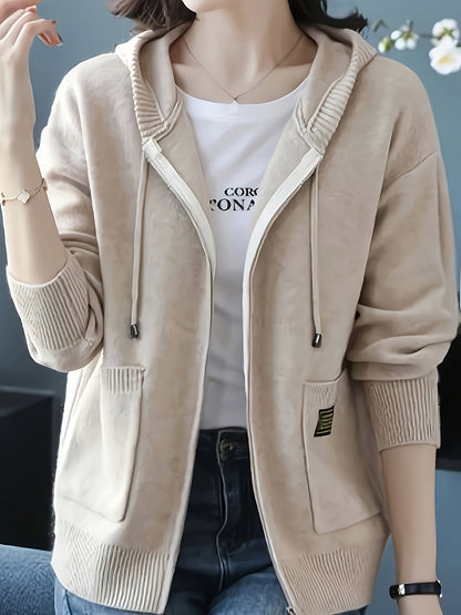 Sidonie™ | Women's Zip Up Hooded Knit Cardigan with Pockets