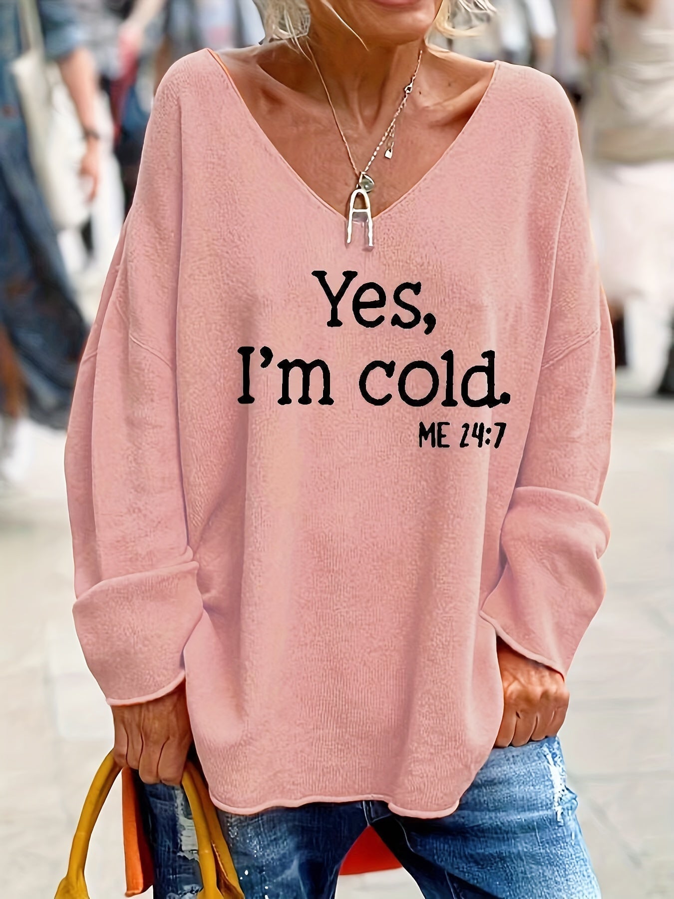 Dames Oversized V-hals Hoodie – Casual trui met capuchon voor dagelijks gebruik