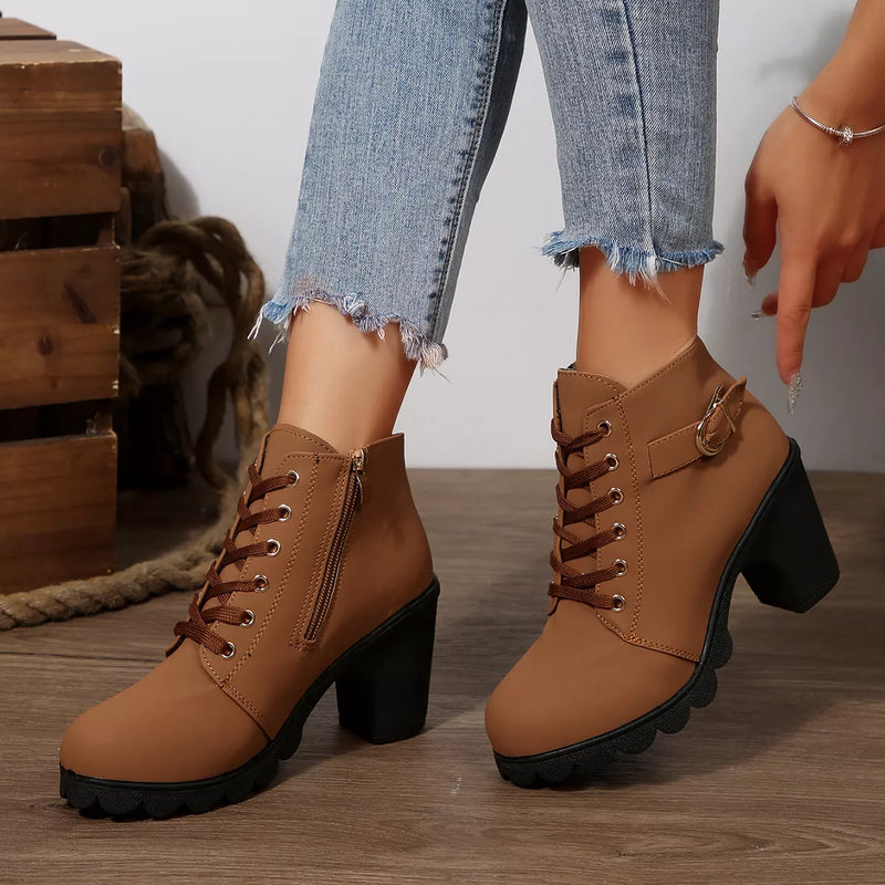 Dames Blokhak Boots – Met Rits, Geschikt voor Casual en Dagelijks Gebruik