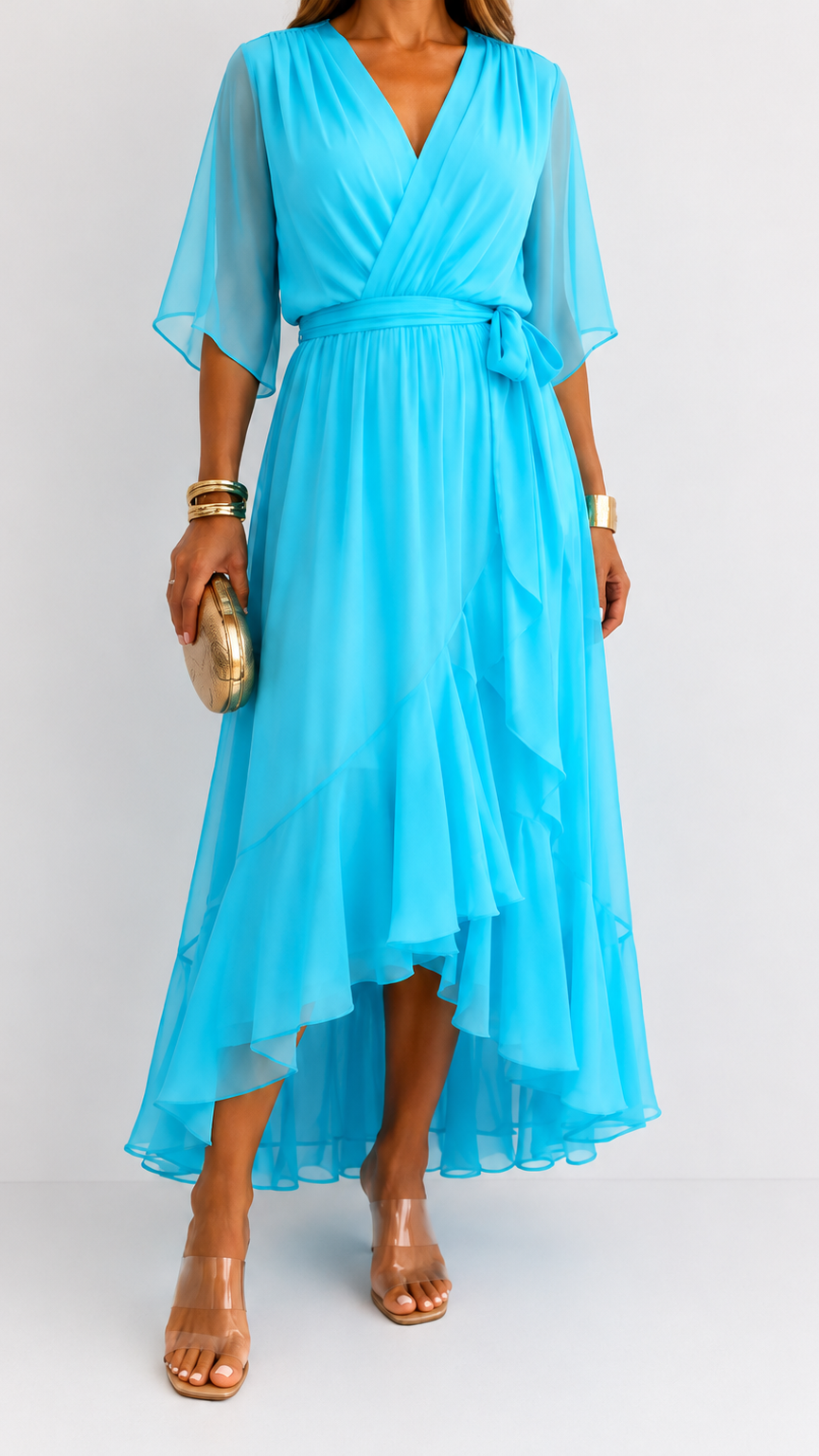 Dames Galajurk Chiffon met Portefeuille-Silhouet