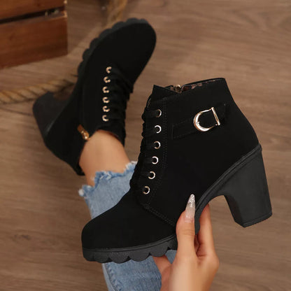Dames Blokhak Boots – Met Rits, Geschikt voor Casual en Dagelijks Gebruik