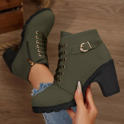 Dames Blokhak Boots – Met Rits, Geschikt voor Casual en Dagelijks Gebruik