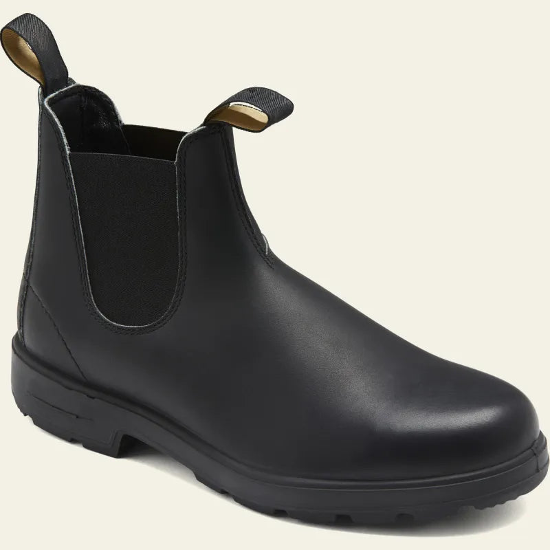 Heren Waterproof Chelsea Laarzen – Zwart Leer, Slip-On Design voor Casual en Regenachtig Weer