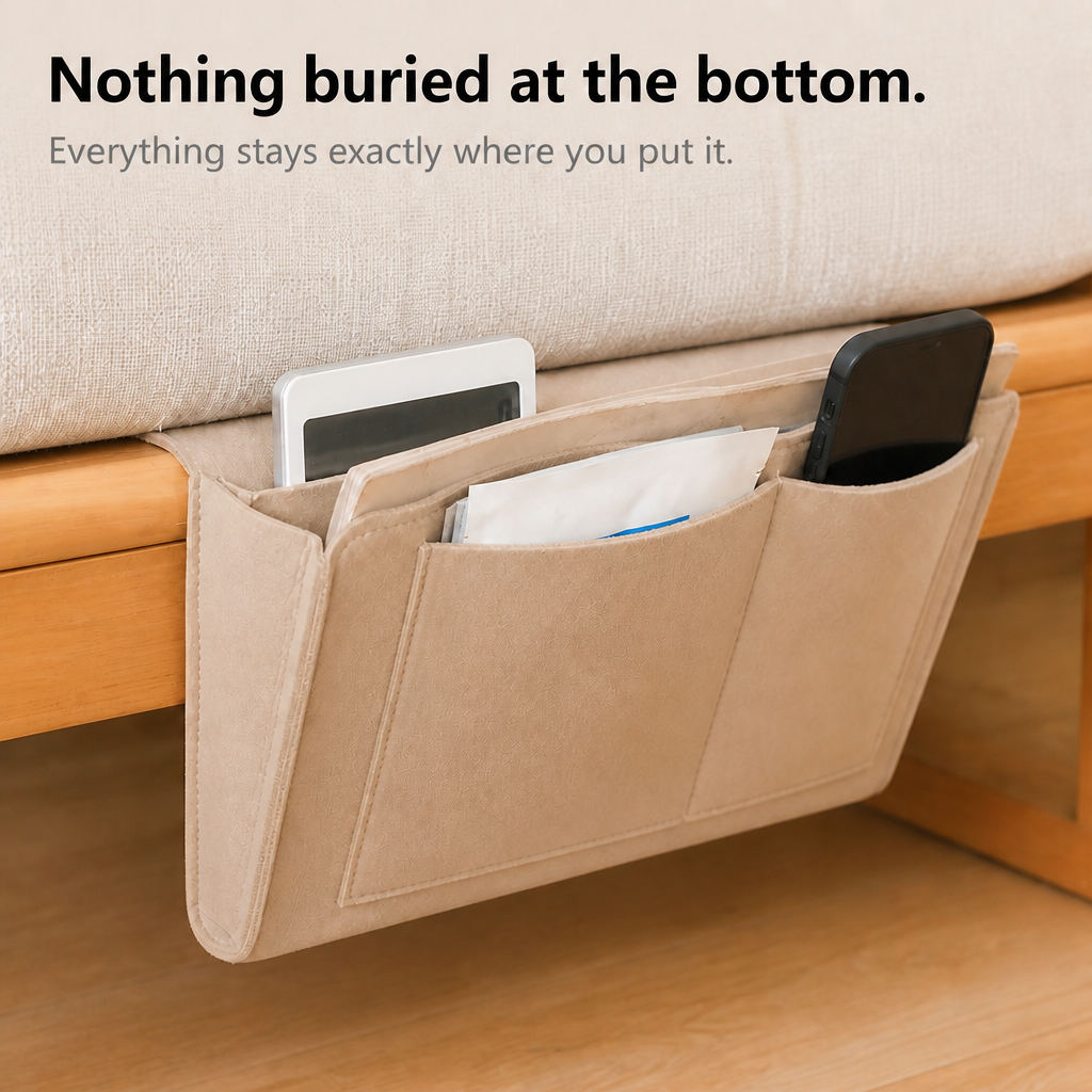Bedside Organizer Onder Matras – Hangende Opbergtas van Vilt
