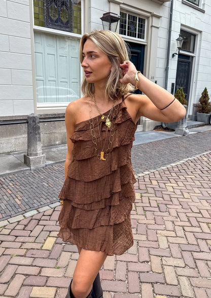 Dames Getailleerde Jurk – Asymmetrisch Ontwerp, Geschikt voor Lente en Zomer