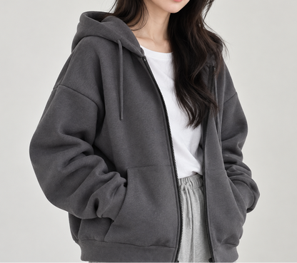 Dames Oversized Zip-Up Hoodie – Met Rits en Capuchon, Casual Streetwear & Loungewear