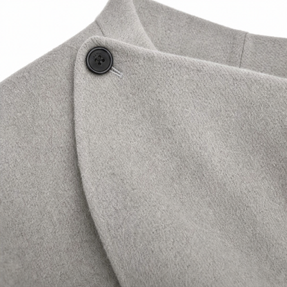 Dames Wikkelcape Jas met Asymmetrische Knoopkraag