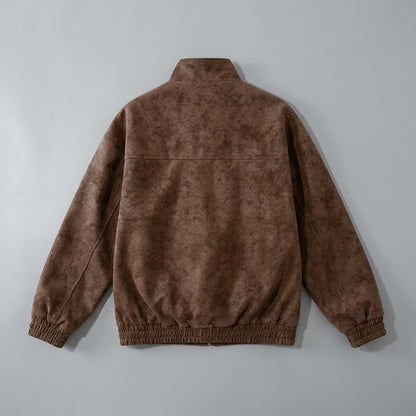 Orta Faux-Suede Jacket — Coffee, back flat lay