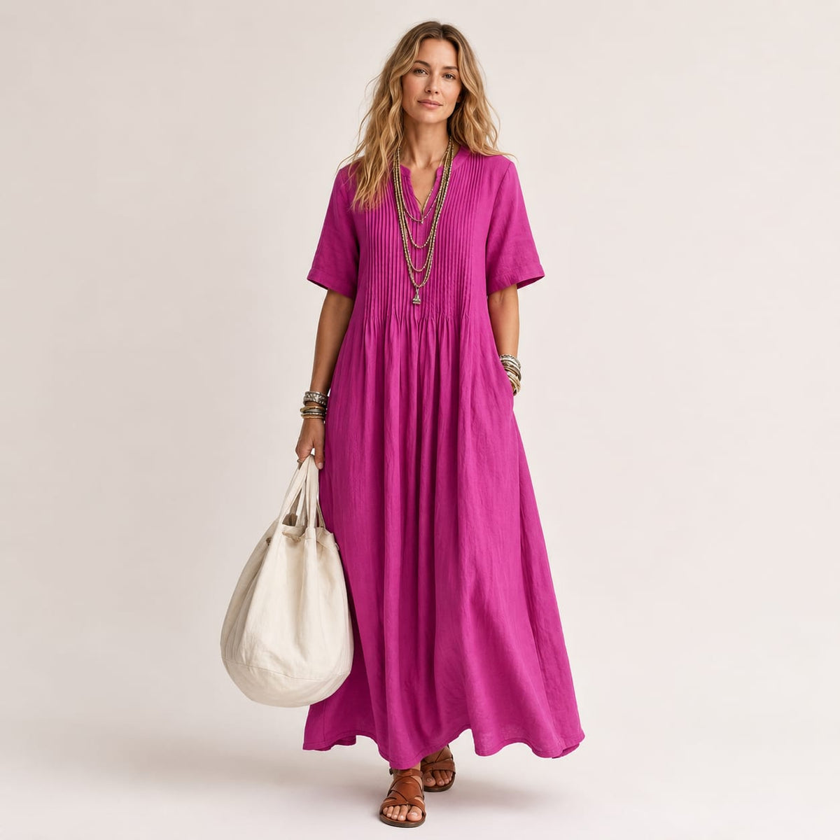 Fay Pleated Linen Maxi Dress_1