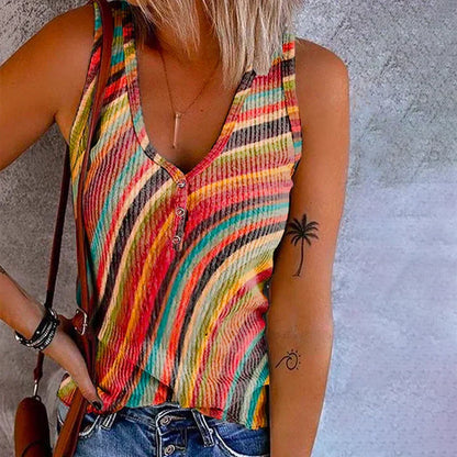 Dames Getailleerde Tanktop – Met Knoopsluiting, Geschikt voor Lente en Zomer