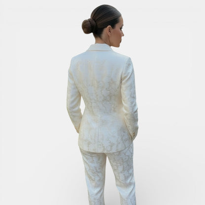Dames Blazer Set met Wide Leg Broek – Twee-Delig Pak