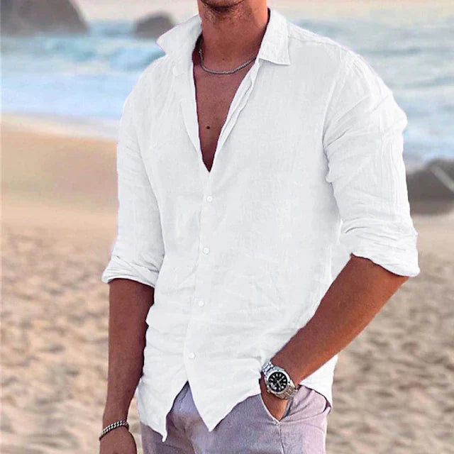 Heren Slim Fit Overhemd – Casual voor Zomergebruik, Met Knopen en Korte Mouwen